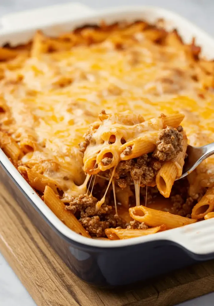 Southwest casserole ground beef with corn, black beans, and jalapeños under a bubbly cheese crust