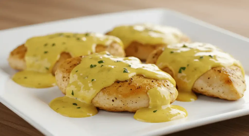 Fork shredding slow‑cooked cream cheese chicken in a crock pot.